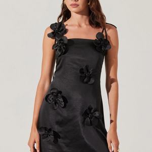 เดรสลำลองสำหรับผู้หญิง3D ลายดอกไม้ปักด้านหลังมีซิปสไตล์หวานๆผ้าทอและซักได้ - Product Image 3