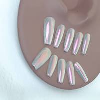 Les ongles artificiels de haute qualité, faits à la main, Style simple Aurora Purple, peuvent être réutilisés en usine, vente en gros