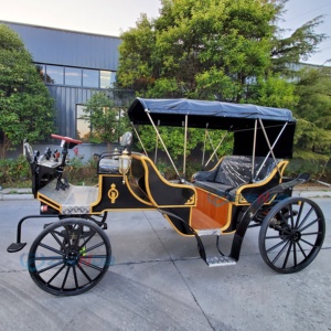 Electric Horse Carriage Custom Made Black Sightseeing Carriage Wedding Horse Carriage for Sale Special Transportation - Product Image 1