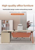 Mobilier de bureau : Bureau de direction de classe moyenne, bureau de superviseur, poste de travail, bureau et chaise de direction élégants et simples