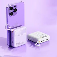 Batteries externes portables mini Li-Polymère 10000 mAh avec câble intégré, affichage numérique LED, charge rapide pour l'extérieur