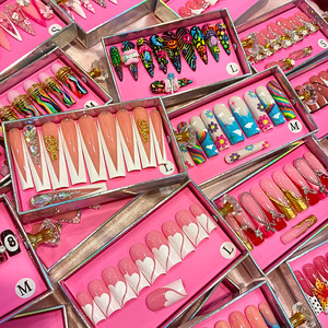 定制压装式指甲批发商 100% 手工制作 厚甲工厂 压装式指甲供应商 方形杏仁形 - Product Image 2