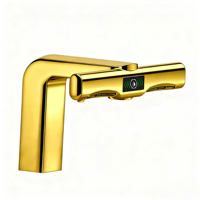 Robinet automatique multifonctionnel 3 en 1 HLK, distributeur de savon sans contact à capteur inductif, sèche-mains, finition or brossé, moderne
