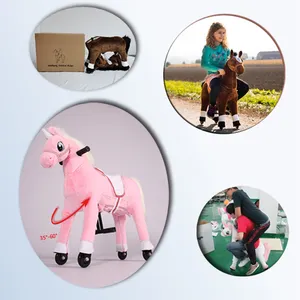 Jouet de cheval à bascule spécial sur roues pourrait marcher comme de vrais animaux pour les enfants jouer à un jeu d'équitation, manèges pour animaux pas besoin d'électricité