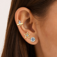 Nuovo Designer 925 in argento Sterling per la moda Moissanite orecchini orecchini placcato oro farfalla artiglio stella