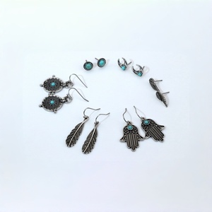 Juego de pendientes turquesa estilo bohemio vintage - Product Image 3