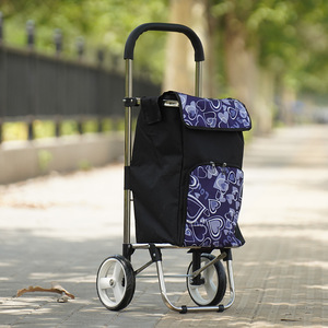 Caddie de courses pliable en acier inoxydable à deux roues avec poches latérales imprimées pour l'épicerie, le camping et l'utilisation en supermarché - Product Image 3