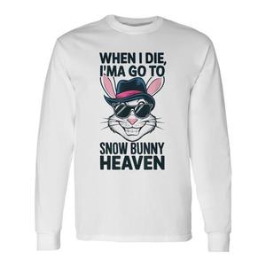 Snow Bunny Heaven T-shirt à manches longues en coton blanc unisexe taille adulte M L XL XXL - Product Image 1