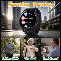 Montre connectée 4G Android VFA93S IPS multi-mode GPS+WIFI+LBS, fréquence cardiaque, pression artérielle, bouton SOS, réponse aux appels, alerte SOS pour personnes âgées