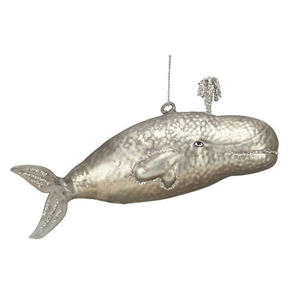 Mini personnalisé verre soufflé plage thème bosse <span class=keywords><strong>gris</strong></span> mer vie béluga baleine poisson arbre de noël vacances décor ornement pour la maison - Product Image 1