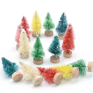 3Cm-12.5Cm Mini Kerstboom Goudgroen Kleine Dennenboom Sisal Geplaatst In De Desktop Nieuwjaar Kerstfeest Ornamenten Navidad
