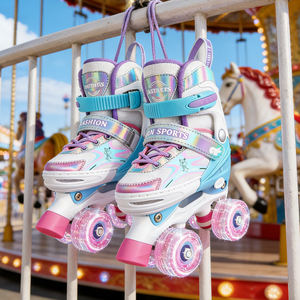 Patins à roulettes réglables pour filles ZHOYA SPORT avec <span class=keywords><strong>roues</strong></span> lumineuses clignotantes, patins à roulettes quad pour enfants en maille respirante, <span class=keywords><strong>4</strong></span> <span class=keywords><strong>roues</strong></span> - Product Image 6