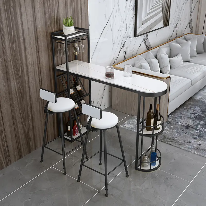 Stile commerciale mobili Bar set di marmo nordico semplice moderno tavolo alto nuovo salotto di casa contro il muro Bar