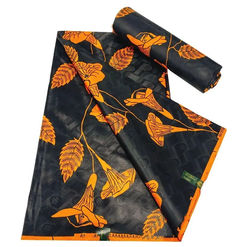 बाज़िन रिचे अफ्रीका कपड़े 6 गज प्राकृतिक पैटर्न मुद्रण लोकप्रिय मोम कपड़े एक अफ्रीकी कपास वाइप कपड़े पार्टी पोशाक