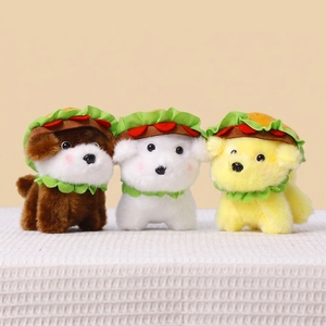 Porte-clés en peluche chien-burger de dessin animé en gros, pendentif personnalisé OEM, mascotte en peluche douce, jouet en peluche chien mignon pour cadeau - Product Image 6