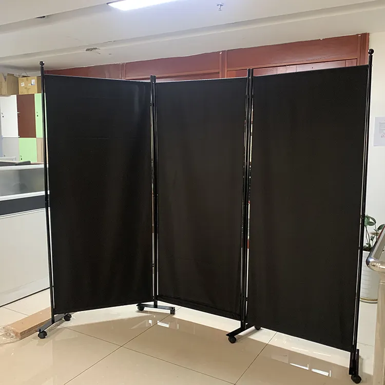 Modern Room Partition Polyester Fabric Folding Screen 3 Panel Room Divider Freestanding Privacy Partition Screen