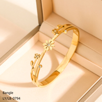 Bracelet jonc creux en forme de cœur et nœud papillon, en acier inoxydable 304/316 plaqué or 18 carats, lisse et brillant, pour femme, mignon et tendance