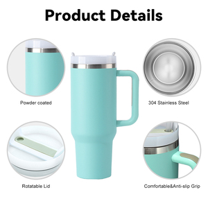 Gobelet isotherme personnalisé de 40 oz et 30 oz avec poignée, tasse en métal à double paroi en acier inoxydable, pour les voyages, le camping et le café - Product Image 4