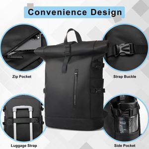 Échantillon gratuit : Sacs à dos roll-top unisexes de haute qualité, fabriqués en usine, pour adolescents, étudiants et bureaux urbains. - Product Image 2