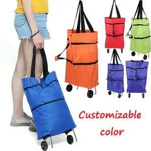 2023 factory sale Promotion folding shopping trolley bag with 2 wheels/shopping bag with wheels