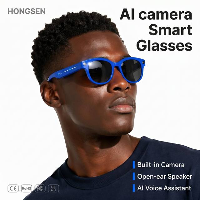 Smart AR Glasses AI Voice Assistant 8MP Camera 1080P Real Time Translation IP67 Waterproof WiFi Type C Charging Hands Free