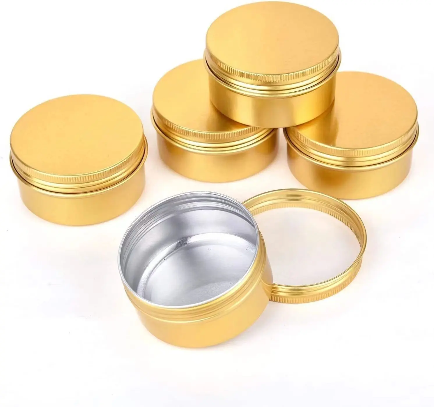Latas redondas de metal para bálsamo Frascos cosméticos de aluminio Latas Contenedores vacíos con tapas de rosca para velas de especias