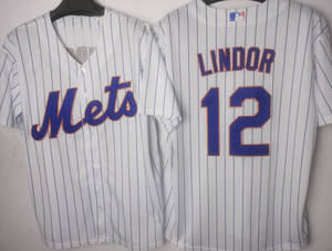 メンズニューファッションスポーツウェアジャージ工場卸売野球ジャージニューヨーク・メッツ12リンドールプラスサイズ - Product Image 1