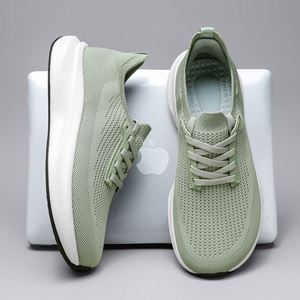 Chaussures de marche légères et respirantes en maille pour hommes, à lacets, semelle extérieure en caoutchouc antidérapante, motif uni tendance, toutes saisons, en coton - Product Image 3