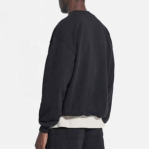 Sudadera cuadrada extragrande de punto de algodón de alta calidad estilo básico cuello simulado en blanco sólido para otoño personalizado al por mayor - Product Image 1