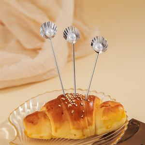 Brochetas de Acero Inoxidable 304 para Frutas, Brochetas Creativas con Forma de Concha de Perla para Postres, Brochetas Lindas para Pasteles y Repostería, Venta al por Mayor - Product Image 2