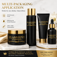 Étiquettes cosmétiques 3D personnalisées en relief, autocollants de transfert imperméables en feuille d'or pour pots, bouteilles, tubes, emballages de soins de la peau, logo OEM ODM