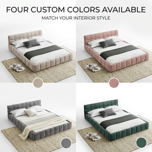 Base de <span class=keywords><strong>Cama</strong></span> Moderna Tapizada Tamaño Queen, Color Beige Chenille, Plataforma con Láminas de Madera Sólida, Muebles de Dormitorio, OEM/ODM Personalizado - Product Image 5