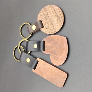 Recuerdo de madera tallado en madera llavero personalizado láser Logo grabado DIY llavero de madera en blanco - Product Image 1