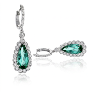 Pendientes Clásicos de Cristal con Corte de Pera, Plata 925 con Baño de Rodio, Joyería de Boda para Mujer - Product Image 1