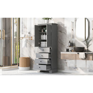 Meuble de rangement DB réglable avec 2 portes et 4 tiroirs Panneau en MDF avec finition peinte pour salle de bain ou bureau - Product Image 4