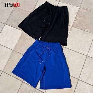 Pantaloncini sportivi larghi estivi in bianco di alta qualità con coulisse pesanti in maglia a maglia pantaloncini da uomo - Product Image 2
