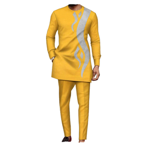 Vestido informal para hombre, estilo étnico africano, manga larga, pantalones bordados, traje de ocio para uso diario, para el tiempo libre, para uso diario - Product Image 4