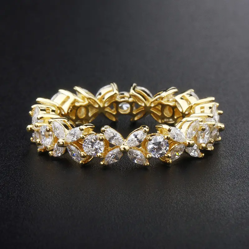 5925 18K Vergulde 925 Stapelbare Ringen S925 Sterling Zilveren Diamanten Stapelen Zirconia Trouwringen Band Set Voor vrouwen