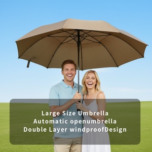 Large 68 Inch Brown Golf <b>Umbrella</b> Full Coverage Windproof Auto Open <b>Umbrella</b> for Outdoor Events Company Logo Print - Product Image 2