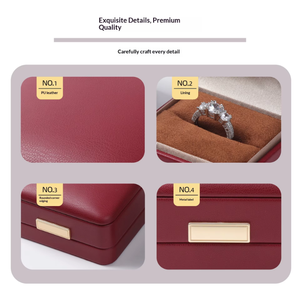 Factory Eco-friendly PU Leather Luxurious <b>Rings</b> <b>Boxes</b> Custom Logo Velvet Lining Rectangular Corner Jewelry Storage for Wedding - Product Image 4