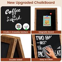 Tableau noir magnétique double face en bois, grand format, idéal pour les cafés - Vente chaude