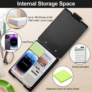 Petit porte-documents avec rangement, format A5, clip discret, porte-documents en plastique avec porte-stylo pour la salle de classe - Product Image 6