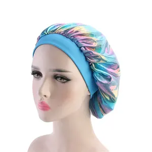 Amazon Hot Selling Designer Durag Schlafende Seiden satin haube mit Logo für Haar kappe