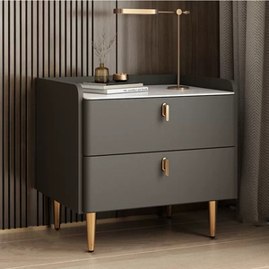 Mesita de Noche Inteligente de Madera Maciza con Tapa de Piedra, Tres Funciones, Moderna, Sencilla, de Lujo Ligero, Estilo Italiano, Inalámbrica - Product Image 6