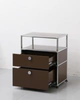Moderner Modularer Edelstahl-Seitenschrank mit Offenem Regal Freistehender Aufbewahrungsorganizer für Wohnzimmer und Heimbüro Nachhaltig