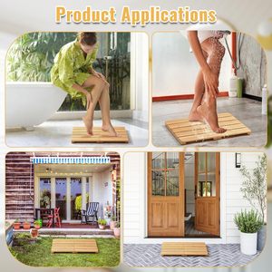 Tapis de bain pliable en bambou antidérapant, tapis de douche en bois, tapis de salle de bain à séchage rapide, imperméable, pour usage intérieur et extérieur près de la <span class=keywords><strong>piscine</strong></span> et de la baignoire - Product Image 3