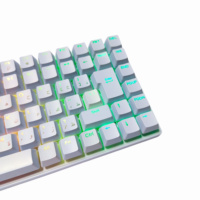 Keyboard gaming mekanik tembus cahaya rgb, 80% putih mini kustom pc rgb backlit keyboard mekanik optik