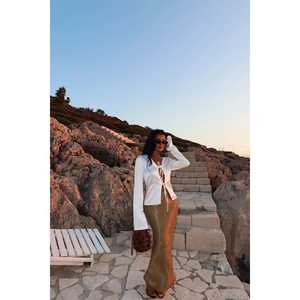 Blusa Formal Blanca para Mujer, Gredel, Larga, de Gasa y Popelina, con Cuello con Volantes, Bordado Floral, Tallas XL a 4XL, Apta para Oficina - Product Image 2