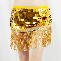 Jupe de danse à sequins ronds multicolores avec franges pour femme, ceinture de danse du ventre pour spectacle de carnaval latin, accessoires de costume