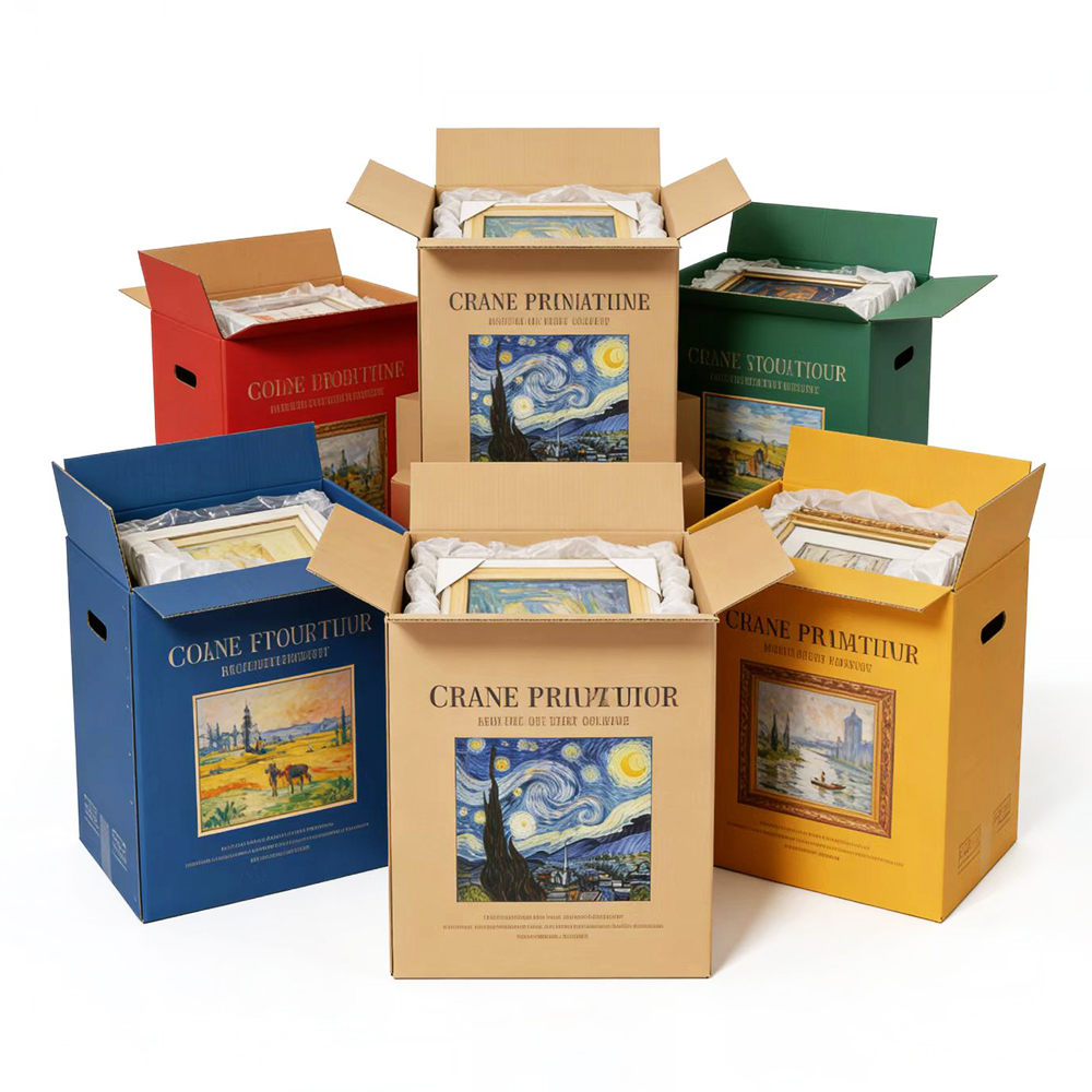 Customize Size Recyclable 5 Ply Strong Cartons Corrugated Cardboard Art Canvas Shipping for Paintings Moving Packaging